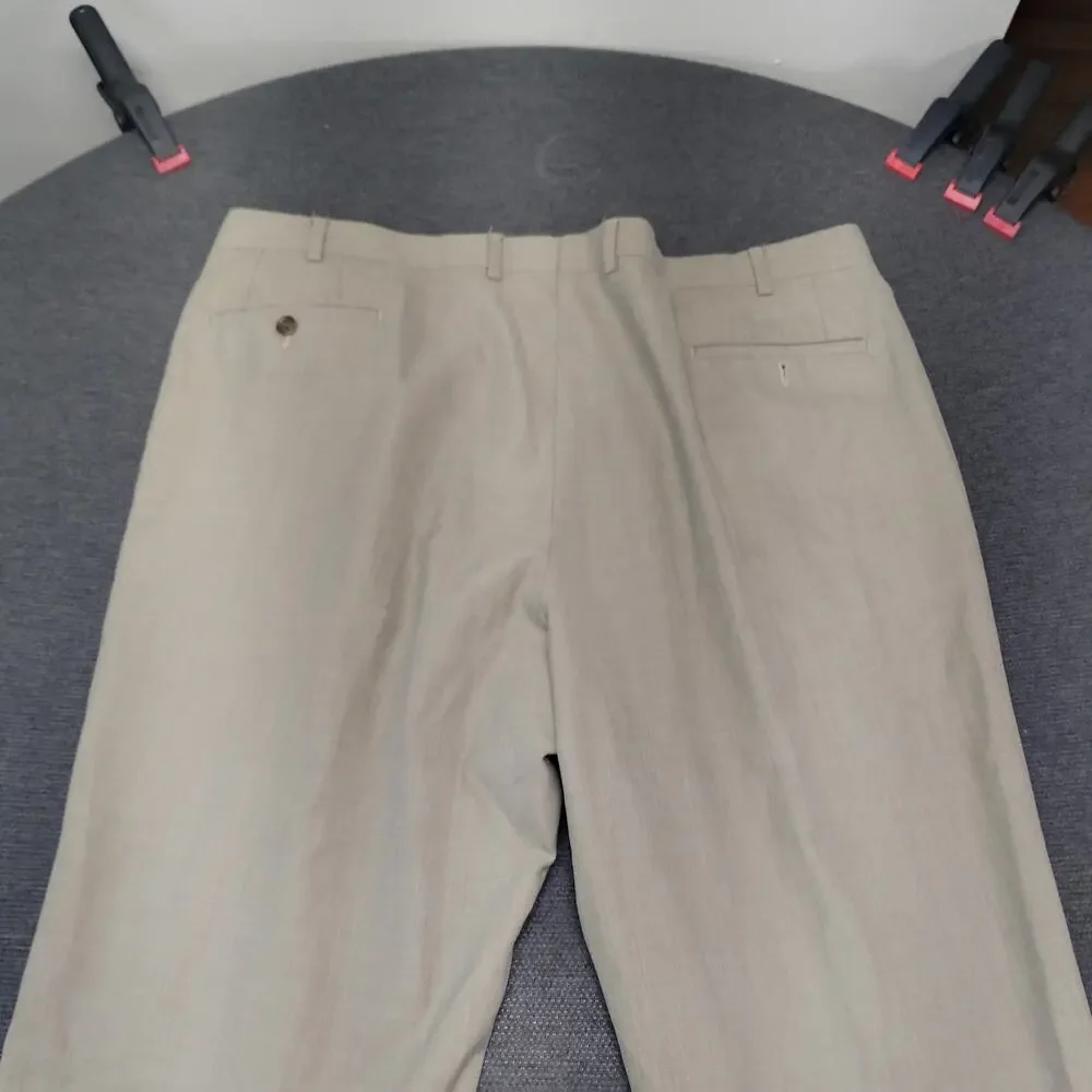 Lauren Ralph Lauren Mens Trousers 42x32 Flat Front Dress Pants Tan Easy Care 42